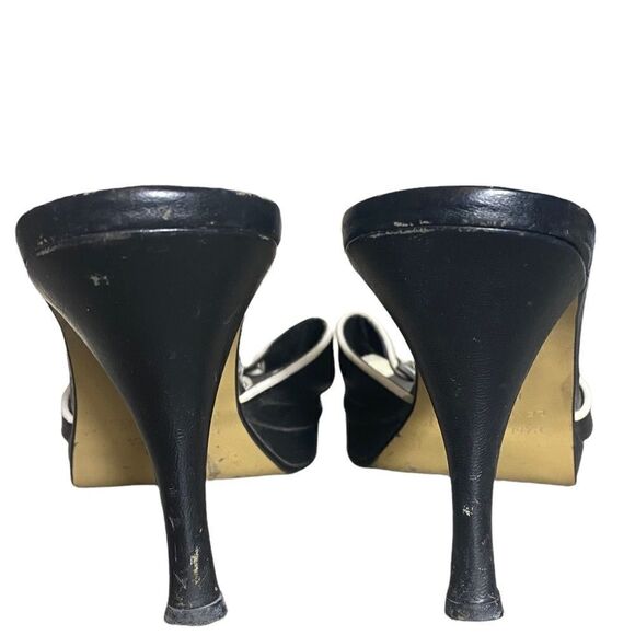 Vintage Black/White Leather Heel Sandal Size 9 - Picture 4 of 8
